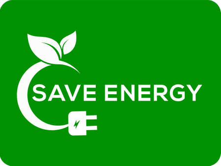 Green background Save energy  leaf  logo or icon save energy leaf vector logoのイラスト素材