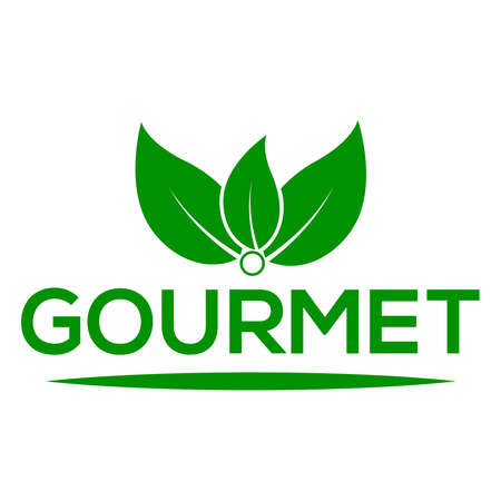 Gourmet leaf vector logo white background Gourmet leaf  logo or iconのイラスト素材