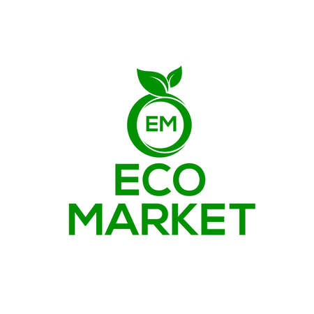 Eco market vector logo or icon, green background eco marke logoのイラスト素材
