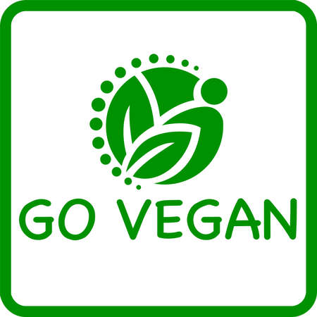 Go vegan vector logo or icon, white background go vegan logoのイラスト素材