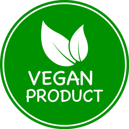 Green background Vegan product vector logo or icon, Vegan product logoのイラスト素材