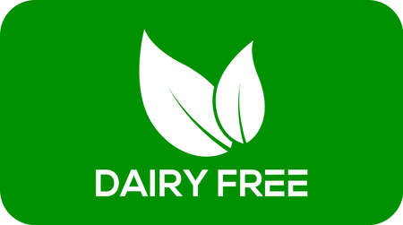 Dairy free vector logo or icon, green background dairy free logoのイラスト素材
