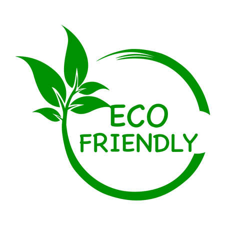Green background eco friendly vector logo or icon, eco friendly logoのイラスト素材