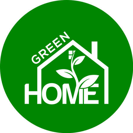 Green home vector logo or icon, Green home logoのイラスト素材