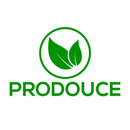 Produce leaf vector logo or icon, white background produce leaf logoのイラスト素材