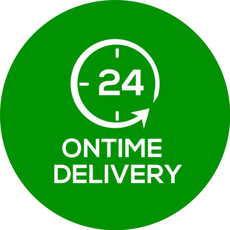 On time delivery vector logo or icon, green background on time delivery logoのイラスト素材