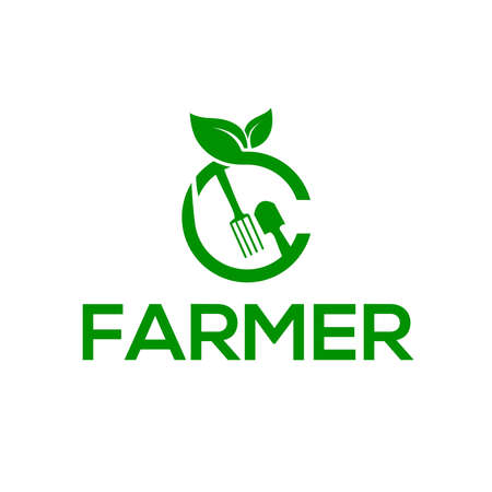 White background farmer logo, farmer vector logo or iconのイラスト素材
