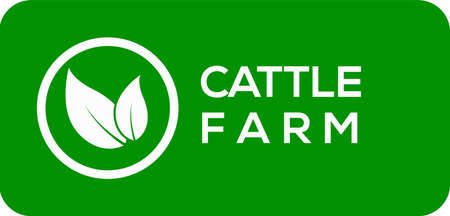 cattle farm leaf vector logo green background Cattle farm leaf  logo or iconのイラスト素材