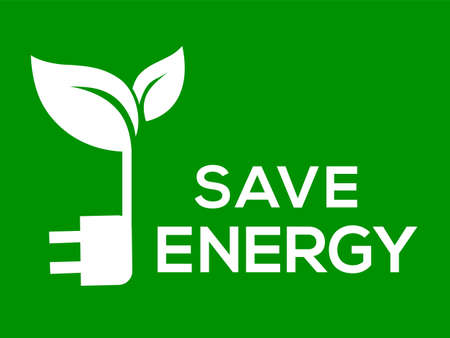 Save energy vector logo, Green background Save energy  logo or iconのイラスト素材