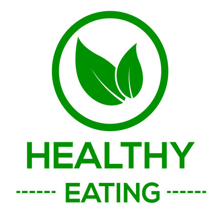 Healthy Eating vector logo or icon, white background Healthy Eating logoのイラスト素材