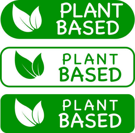 Plant based vector logo or icon, Green background plant based logoのイラスト素材