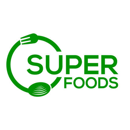 Super Food vector logo or icon, white background Super food logoのイラスト素材
