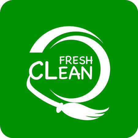 Green background fresh clean  logo or icon fresh clean vector logoのイラスト素材