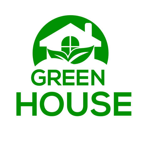 Green house vector logo or icon, White background Green house logoのイラスト素材