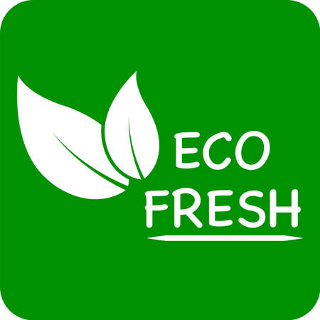 Green background eco fresh vector logo or icon, eco fresh logoのイラスト素材