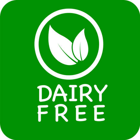 Green background dairy free vector logo or icon, dairy free logoのイラスト素材
