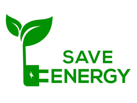 white background Save energy  logo or icon, Save energy vector logoのイラスト素材