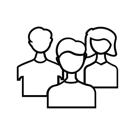 group of people avatars line style icon design of Person profile social communication human user partnership member and figure theme Vector illustrationのイラスト素材