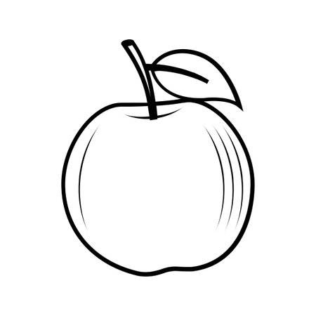 apple fruit icon over white background, line detail style, vector illustrationのイラスト素材