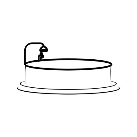 bathtub icon over white background, line style design, vector illustrationのイラスト素材
