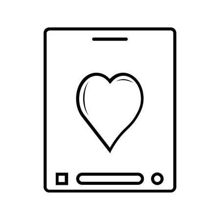 smartphone device with heart line style icon design of love passion and romantic theme Vector illustrationのイラスト素材