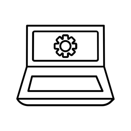 laptop computer with gear isolated icon vector illustration design, line styleのイラスト素材