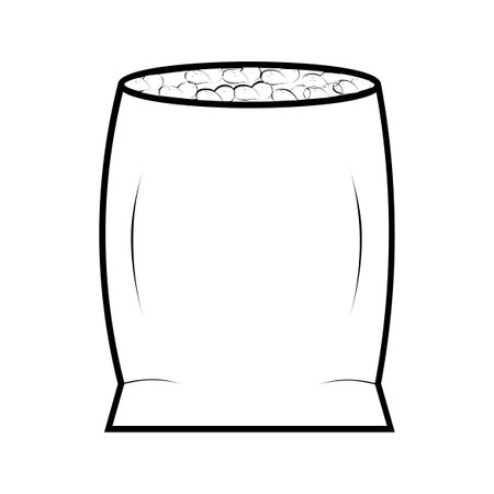 Illustration of a black and white bag of popcorn. Vector illustrationのイラスト素材