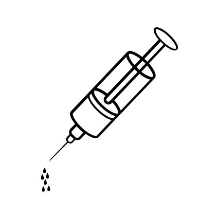 syringe icon over white background, half line style, vector illustrationのイラスト素材