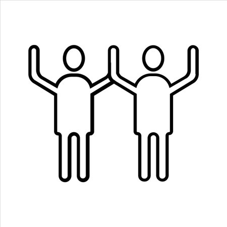 Teamwork people line icon. Teamwork symbol. Vector illustration.のイラスト素材