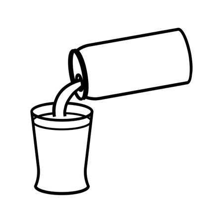 pouring water in bucket icon over white background, line style, vector illustrationのイラスト素材