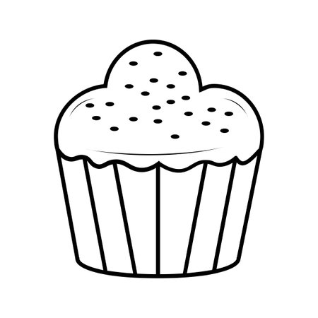 sweet cupcake pastry isolated icon vector illustration design  black and whiteのイラスト素材