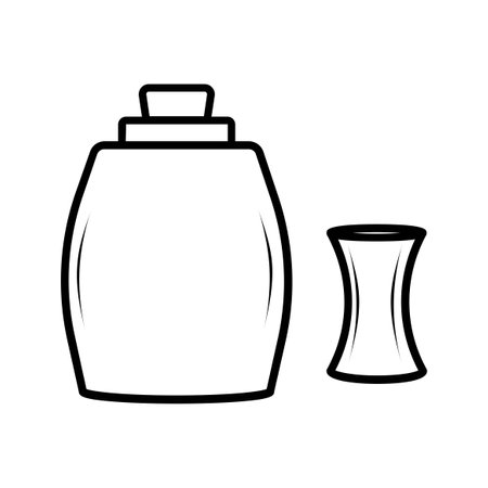 bottle and cup icon over white background, line style, vector illustrationのイラスト素材