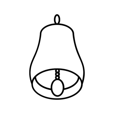 merry christmas bell hanging decoration vector illustration thick line style iconのイラスト素材