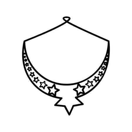 decorative necklace with stars icon over white background, line style, vector illustrationのイラスト素材