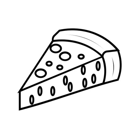 cheese slice icon over white background, line style, vector illustrationのイラスト素材