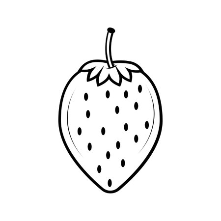 strawberry fruit icon over white background, line style, vector illustrationのイラスト素材