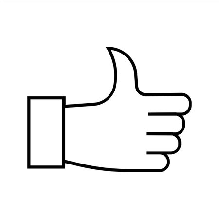 Thumb up vector line icon on white background. Vector illustration.のイラスト素材