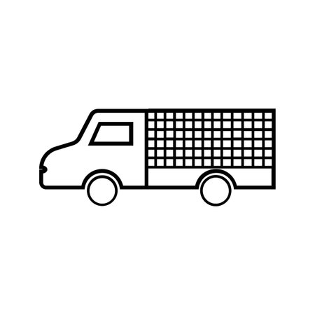 delivery truck service isolated icon vector illustration design  black and whiteのイラスト素材