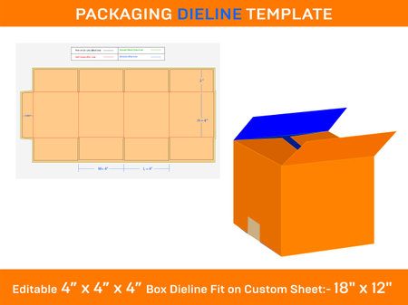 Paperboard Carton Box, Dieline Template, SVG, Ai, EPS, PDF, DXF,  JPG, PNGのイラスト素材