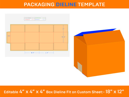 Carton Regular Slotted  Box Dieline Template, SVG, Ai, EPS, PDF, DXF,  JPG, PNGのイラスト素材