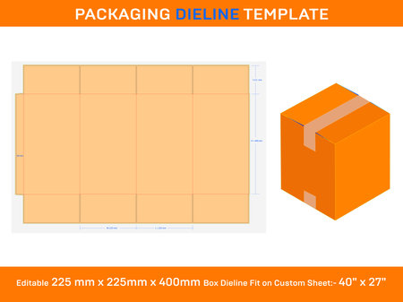 Cardboard Box, Dieline Template, SVG, Ai, EPS, PDF, DXF,  JPG, PNGのイラスト素材