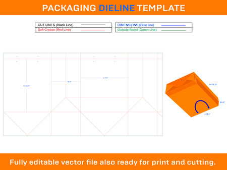 Shopping Bag 14.5x9x16.25 inch Dieline Templateのイラスト素材