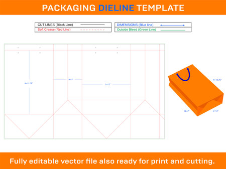 Shopping Bag 12x7x15.75 inch Dieline Templateのイラスト素材