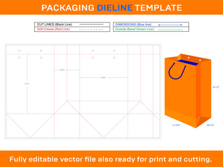 Shopping bag Dieline Templateのイラスト素材