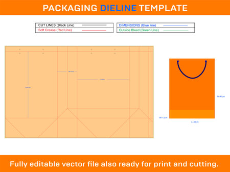 Shopping Bag 32x12x41 cm Dieline Templateのイラスト素材