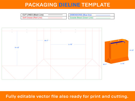 Shopping Bag 18x7x18 inch Dieline Templateのイラスト素材