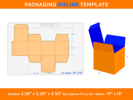 Candle box, Dieline Template, 3.38x3.38x3.53 inch,の写真素材