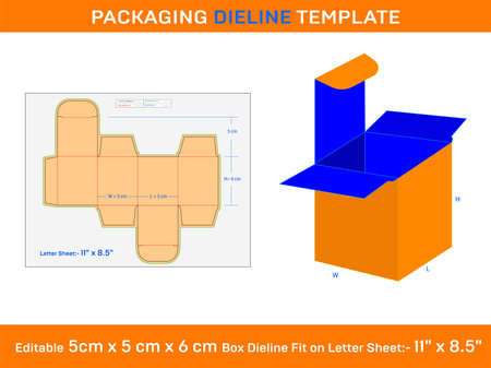 Candle Open box, Dieline Template, 3x3x4.1 inch,のイラスト素材