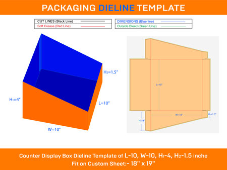 Shalf Organiser Product Counter Display Box L 10xW 10xH1 4xH2 1.5incheのイラスト素材