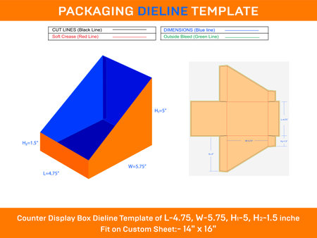 Food Related Counter Display Box Delline Template 4.75x5.75x5 incheのイラスト素材